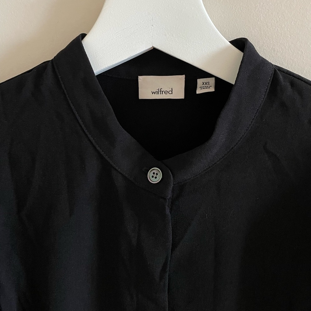 Aritzia Wilfred Black Silk and Polyester Ruffled Blouse Size XXS - Picture 5 of 9